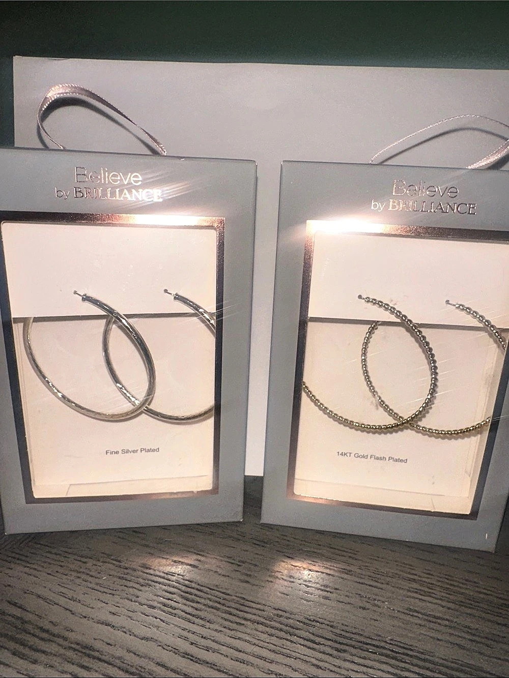 Believe by Brilliance Hoop Earrings Silver & Gold NWT